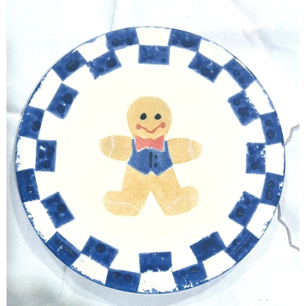 Vintage Buttermilk Acres Stoneware Trivet Gingerbread Man Design